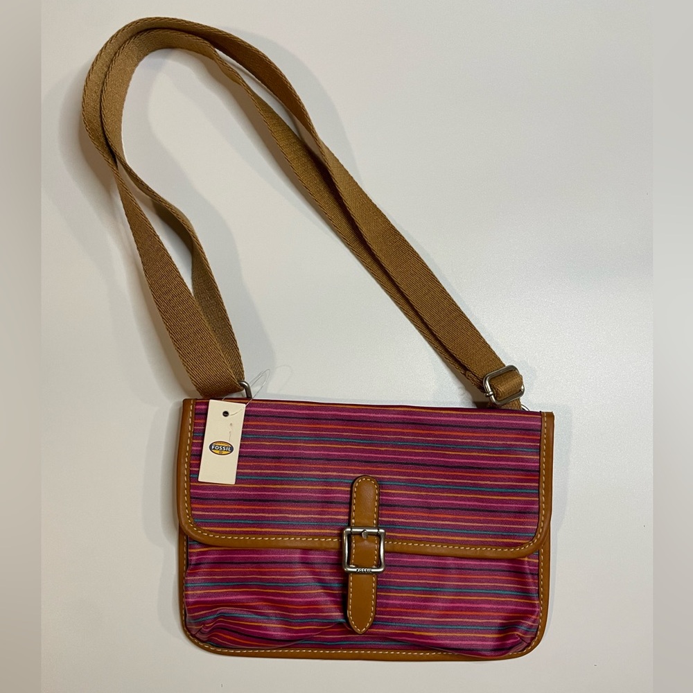 NWT Fossil Striped Mini Crossbody Bag